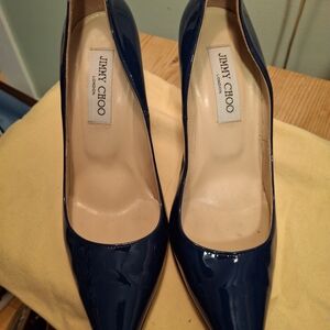 Jimmy Choo Dark Blue Patent Heels
